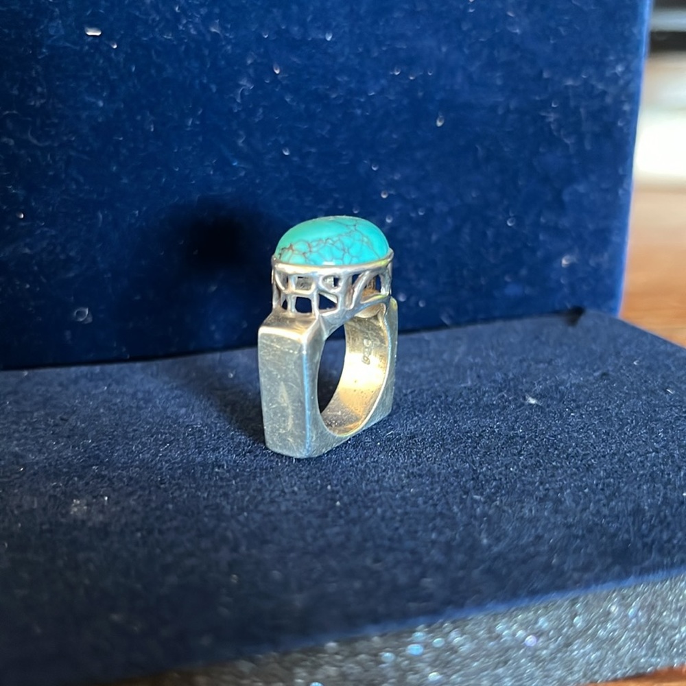 Vintage Silpada turquoise square ring